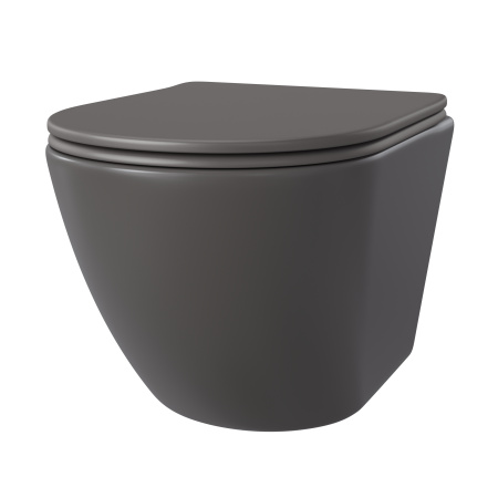 Унитаз подвесной Taliente Amato AM25010 Grigio серый матовый с сиденьем безободковый смыв торнадо